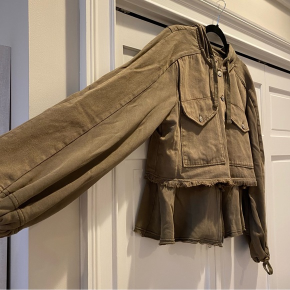 We The Free x Free People Reese Layered Military Utility Cargo Denim Jacket | M - Picture 7 of 11